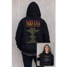 Fuddy Moda Unisex Nirvana Unplugged In New York Sırt Baskılı Kapüşonlu Sweatshirt, Oversize Rock Band Hoodie