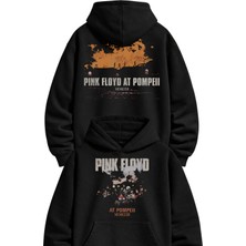 Fuddy Moda Unisex Pink Floyd At Pompeii Sırt Baskılı Kapüşonlu Sweatshirt, Oversize Rock Band Temalı Hoodie
