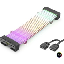 Uravas Store 24 Pin Argb Anakart Güç Uzatma Kablosu Bükülebilir 2 mm 108 LED Siyah ND2812B