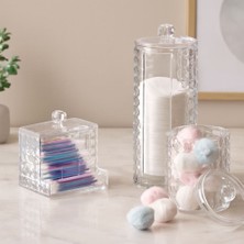 Uravas Store 3'lü Mika Kristal Plastik Organizer Seti - Kulak Pamukluk, Makyaj Pamuğu, Mendillik