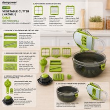 Artisan Cappadocia Vegetable Cutter Hazneli 9ın1 Çok Fonksiyonlu Sebze Dilimleyici - Kesici - Doğrayıcı Seti DP-901 (5639)