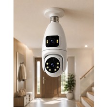 Renas Store Gece Görüşlü Çift Lens Wi-Fi Ampul Kamera Mobil Takip Destekli