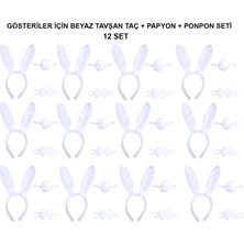 Ceylan Adam Mey Ithalat® Beyaz Tavşan Kostüm Seti – Taç, Papyon, Kuyruk (12’li Paket)