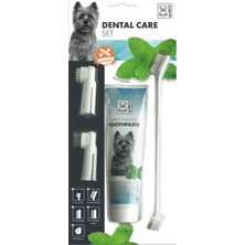Baron Pet M-Pets Köpek Diş Macunu ve Fırça Seti Naneli Çift Taraflı Fırça ve Parmak Fırçalı Ağız Bakım Seti