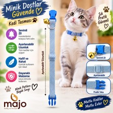 Baron Pet Kedi Boyun Tasması Zilli Ayarlanabilir Güvenlik Tokalı Dokuma - Mavi