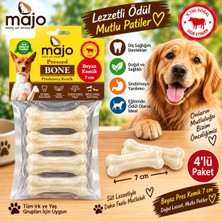 Baron Pet Majo Beyaz Pres Kemik 7 cm 4 Lü Paket Süt Lezzetli Köpek Çiğneme Ödülü Doğal Sığır Eti