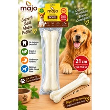Baron Pet Majo Beyaz Pres Kemik 21 cm 150-160 gr Tekli Süt Lezzetli Köpek Çiğneme Ödülü Doğal Sığır Eti