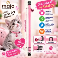 Baron Pet Kedi Boyun Tasması Zilli Ayarlanabilir Güvenlik Tokalı Kadife - Pembe