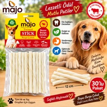 Baron Pet Majo Beyaz Burgu Çubuk Twisted Stick Köpek Ödülü 12 cm 30 Lu Avantaj Paket Doğal Sığır Eti