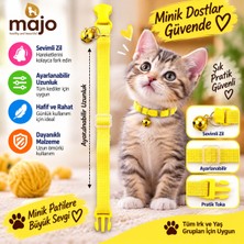 Baron Pet Kedi Boyun Tasması Zilli Ayarlanabilir Güvenlik Tokalı Dokuma - Sarı