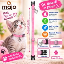 Baron Pet Kedi Boyun Tasması Kalp Charm Detaylı Ayarlanabilir Güvenlik Tokalı - Pembe