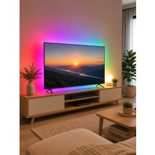 Renas Store 5050 Smd Rgb LED Şerit 5 Metre Kumandalı Renkli Tv Oda Masa Arkası Dekoratif Aydınlatma Seti