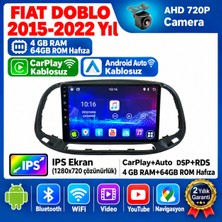 Conio FIAT DOBLO 2015-2022 Yıl uyumlu 4GB Ram 64GB Rom Hafıza Android Kablosuz Carplay Navigasyon Multimedya 9 Inç Hediye görüş kamerası Hediye Çerçevesi 4+64