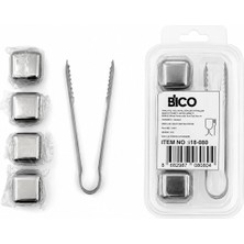 Renas Store 5pcs = 4 Küp - Maşa Küp Şekli Metal Buzluk (5047)