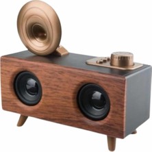 Renas Store Bluetooth Nostalji Speaker Radyo Gramofon Ahşap Renk Vintage Yeni Nesil