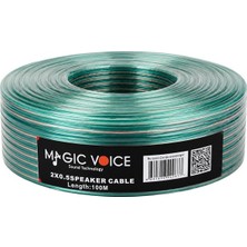 Renas Store Magicvoice 2x0.50 Şeffaf Yeşil Çizgili 100 Metre Hoparlör Kablosu