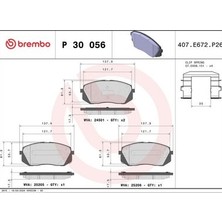 Brembo P30056 Ön Fren Balata Hyundai IX35 2.0l D4HA Crdi Dizel (136HP) 10-15 / Kıa Sportage 2.0l D4EA D4HA Dizel 06-15 (Şimli) 581011DA50-581012SA70-581010ZA00