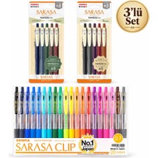 Ofisinn Zebra Sarasa Clip 0.5 mm Jel Kalem 3’lü Set – Sarasa 20’li Jel Kalem Renkli Set + Vintage Colors Set 1 + Vintage Colors Set 2