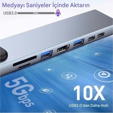Renas Store MacBook ve Laptop Uyumlu Çok Fonksiyonlu Usb-C Dönüştürücü - Alüminyum Gövdeli Hub