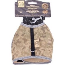 TeknoKapsül Havalı Dokuma Kedi Göğüs ve Gezdirme Tasması Large Kamuflaj 1,5X30-40 cm