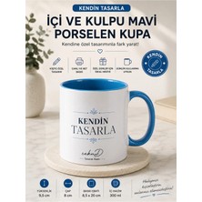Tuba Kendin Tasarla Içi ve Kulpu Mavi Porselen Kupa Bardak – Kişiye Özel Fotoğraflı, Yazılı ve Logolu Baskılı 300 ml