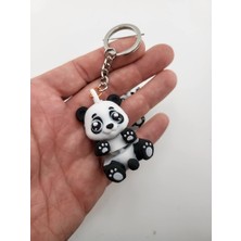 Hayalhane3d Sevimli Panda Anahtarlık Siyah Beyaz 3D Dekoratif Çanta ve Anahtar Süsü