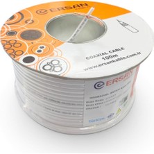 Antenci Ersan Kablo RG6U6 Cu-Cu Bakır Anten Kablosu Beyaz 100METRE 64TEL