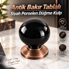 Nzb Porselen Düğme Metal Siyah-Antik Bakır Tablalı Dolap Çekmece Mobilya Düğme Kulp