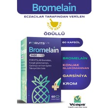 Forvits Lab Takviye Edici Gıda Bromelain Plus 60 Kapsül Türkiye Menşeli İçerik: Krom ve Glukomannan