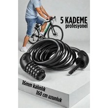 TeknoKapsül Şifreli Bisiklet Kilidi 16 mm Kalınlık 160 cm Scooter Motosiklet Kilidi - Çelik Kablo 722480