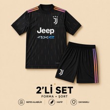 Sonvadi Juventus Ronaldo Siyah Çocuk Futbol Forması 2'li Set Forma + Şort