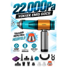 Auhma Ahv-27 Araç Içi Şarjlı Süpürge 22.000PA Kablosuz Vakum ve Üfleme Özellikli
