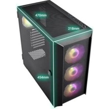 S'82 Fsp CMT318 750W 80+ 4 x Rgb Fanlı E-Atx Full Tower Oyuncu Kasası Full Siyah