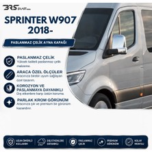 Brsplast Mercedes Sprinter W907 Uyumlu 2018 Ve Üzeri Krom Ayna Kapağı 2 Parça Paslanmaz Çelik