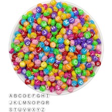 Hedef Bijuteri 50GR Plastik Malzemeden Yapılmış Opak Renkli Harf Boncuk, 4X7MM Boyut