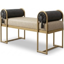 Asaella Mobilya Solid Bench 120 cm Metal Ayaklı Döşemeli Püsküllü Bench – Yatak Odası, Salon ve Antre Oturma Bankı