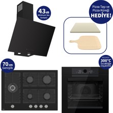 Ferre Pizzart & Fryart Siyah 5 Gözlü Ankastre Set QEP65CS+BL135+D077-SA