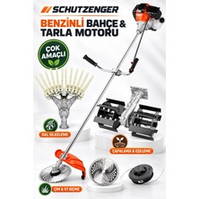 SCHUTZENGER Hq-26 Benzinli Çim Biçme Ot Kesme Makinesi ve Toprak Eşeleme Başlığı Dal Zeytin Silkeleme 52CC Bahçe
