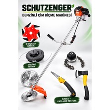 SCHUTZENGER Hq-19 Benzinli Çim Biçme Ot Kesme Makinesi Balta Testere 4 Başlıklı Bahçe Seti Profesyonel