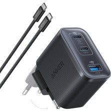 Anker 70W, 3 Portlu Hızlı Şarj Cihazı, Isı Dağıtım Teknolojisi, Usb-C Kablo Dahil, Siyah - B121A