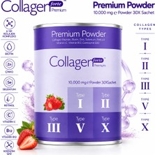 Collagen Forte Platinum Premium Powder (Toz) 5 Tip Kolajen 10.000 mg x 30 Şase, Orman Meyveli Aroma