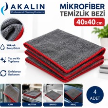 Akalın Professional Cleaning Products Süper Emici Mikrofiber Temizlik Bezi 40 x 40 cm 4'lü Set
