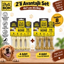 Delibon Deri Pres Kemik 4x7 cm Xs Beyaz ve Natural 2'li Paket Seti