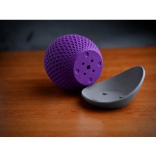 Dolozena 3D Baskı Küre Saksı - Kafes Dokulu Iki Parçalı Dekoratif Saksı - Mor-Gri