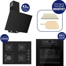 Ferre Pizzart & Fryart Siyah  Ankastre Set QEP65CS+SC405-WFA+D077-SA - 65 cm Ocak