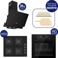 Ferre Pizzart & Fryart Siyah  Ankastre Set QEP65CS+SC205-FA+D063-SA - Döküm Izgara
