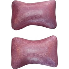 Oto Aksesuarcım Hologram Noktalı Ortopedik Araba Seyahat Boyun Yastığı 2\'li Pembe