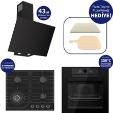 Ferre Pizzart & Fryart Siyah  Ankastre Set QEP65CS+NT025-WFA+D077-SA - Özel Woklu Tasarım