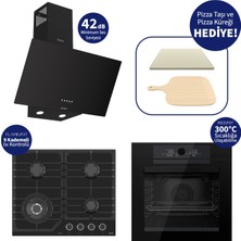 Ferre Pizzart & Fryart Siyah  Ankastre Set QEP65CS+NT025-WFA+D086-SA - Özel Woklu Tasarım