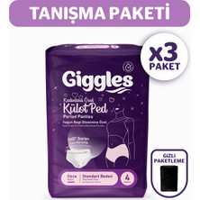 Giggles Külot Ped (Regl Gece Külodu) Bel Ölçüsü 52-100 cm Standart Beden 3 Paket 12 Adet